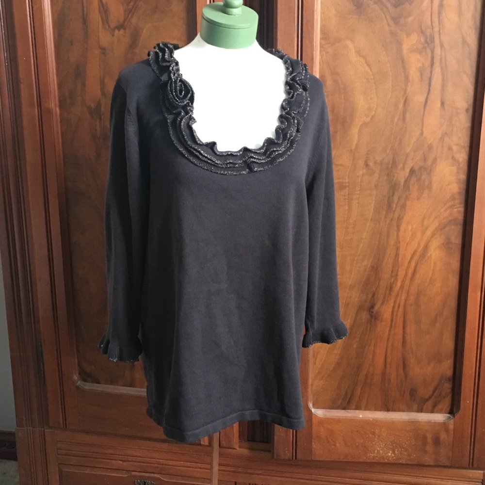 Quacker Factory Ruffled Scoop Neck Sweater